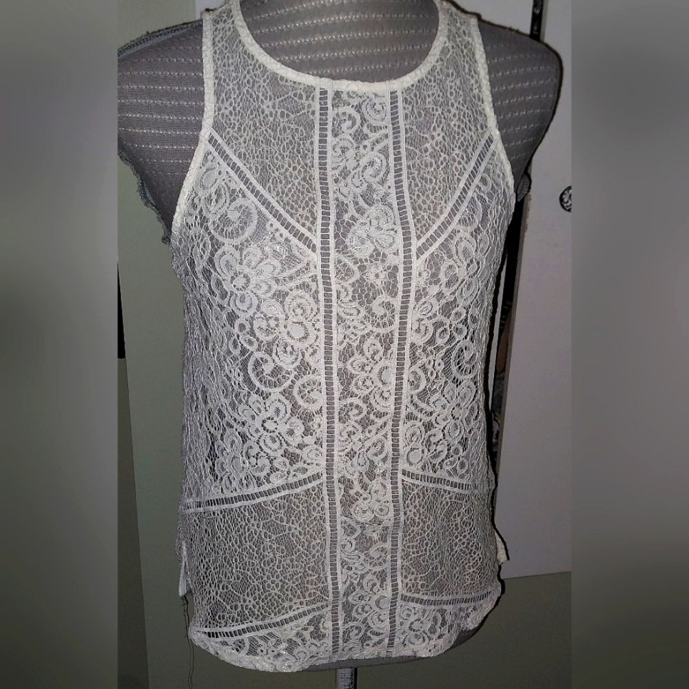 NWT Express white lace sleeveless top Womens Sz S